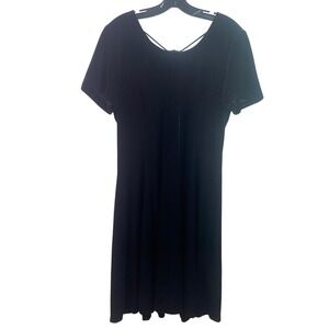 Another Thyme  Dress Womens 14 Black Velvet Party Cocktail Old Money Strappy‎